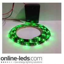9V Battery Operated 500mm Waterproof Led Strip Green SMD3528