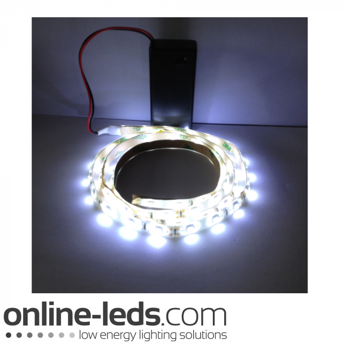 9V Battery Operated 2000mm Waterproof Led Strip Cool White SMD3528