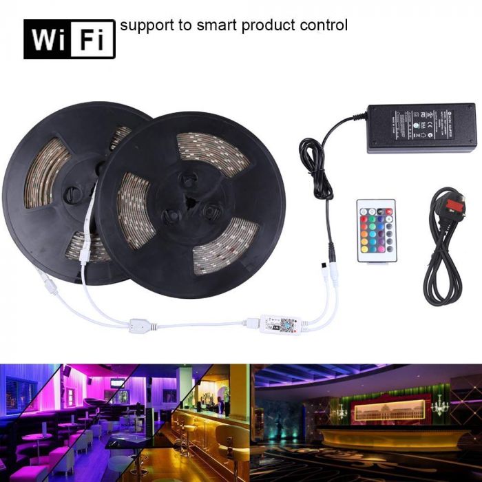 MAINS 20M 300 Leds RGB 5050 IP65 waterproof Led set Wifi Wireless Smart Phone Controlled, Working with Android and IOS System, Alexa