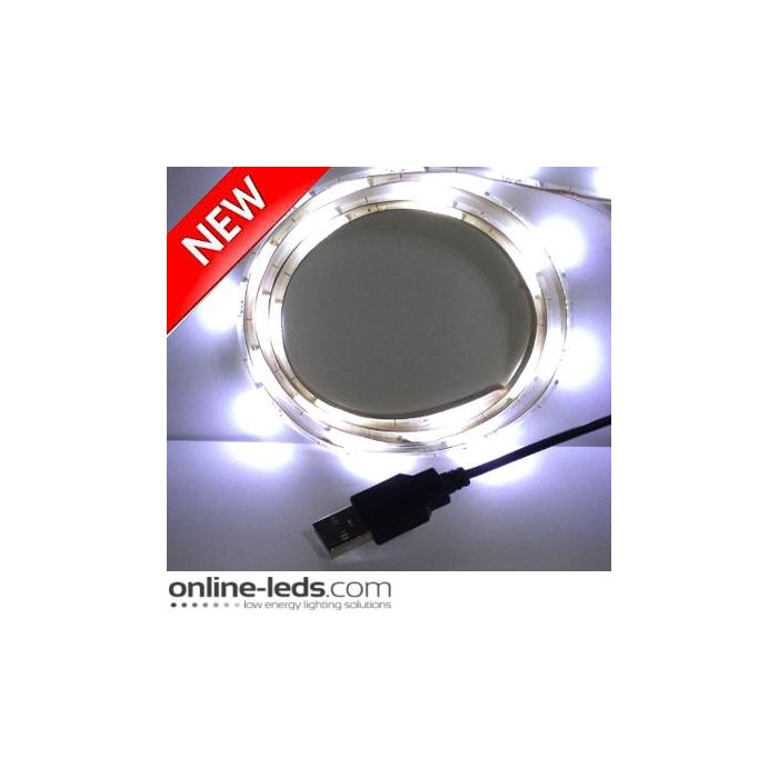 5V Cool White USB Led Strip Lights 1M