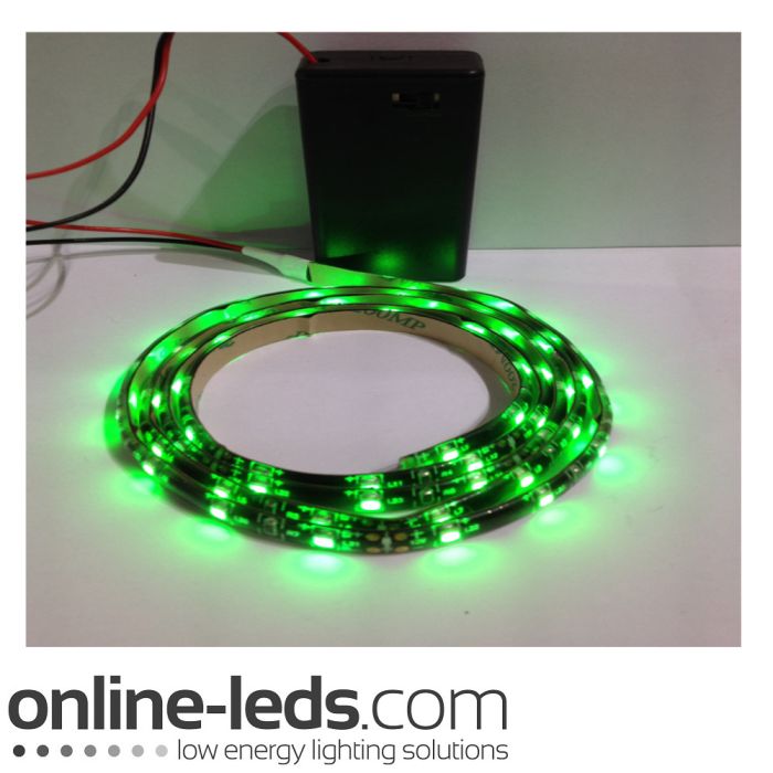 9V Battery Operated 1000mm Waterproof Led Strip Green SMD3528