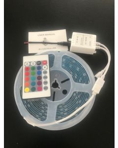 12V 5M RGB Set - Waterproof - IR Controller 24 Key Remote LED Strip Lighting Kit SMD 5050 30 Leds a Meter 