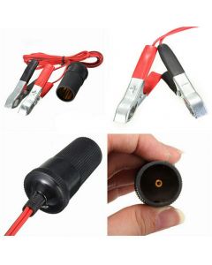 Car Battery Terminal Clamp Clip-on Cigarette Lighter Socket Power Adapter 12V 